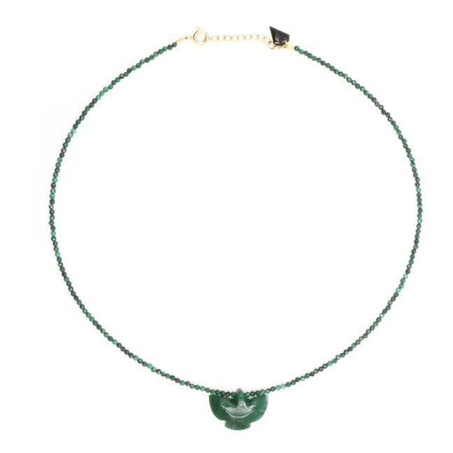 Faceted Malachite and Jade Condor Necklace - Women's Collection - Green