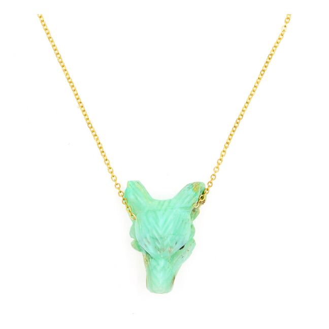 Chrysoprase Wolf Necklace - Women’s Collection - Türkis