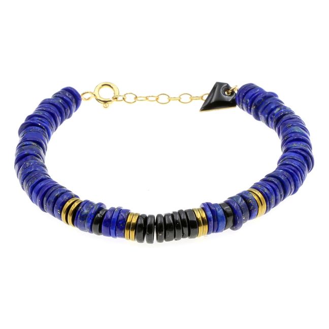 Bracelet Puka Lapis-Lazuli et Onyx - Collection Femme  | Bleu