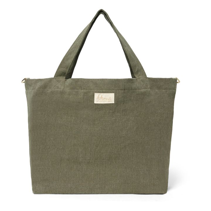 Bolso cabas de lino | Verde Kaki- Imagen del producto n°0