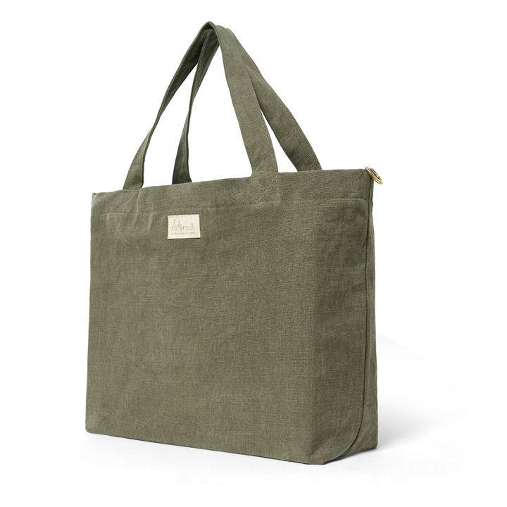 Bolso cabas de lino | Verde Kaki- Imagen del producto n°2