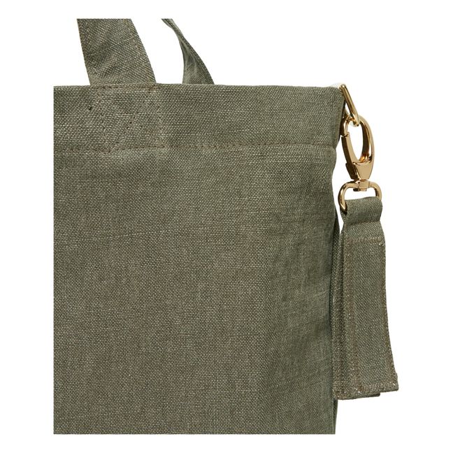 Borsa Cabas, in lino | Verde militare