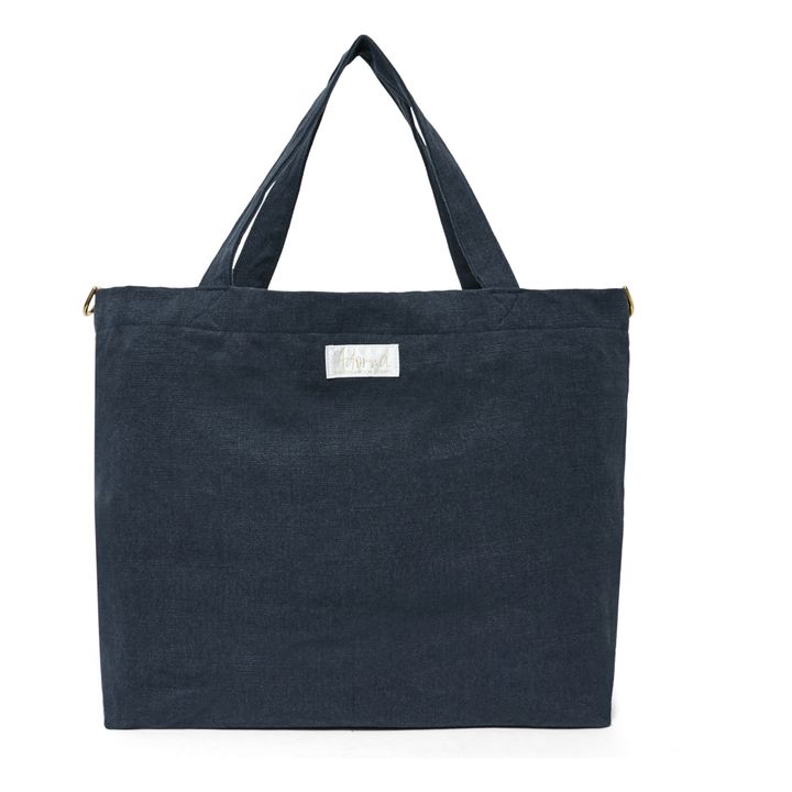 Linen Tote Bag | Navy blue- Product image n°0