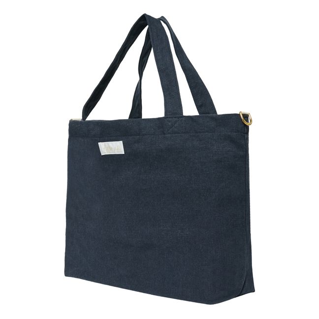 Borsa Cabas, in lino | Blu marino