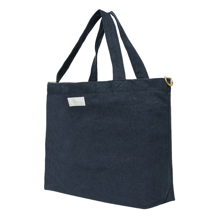 Linen Tote Bag | Navy blue- Product image n°2