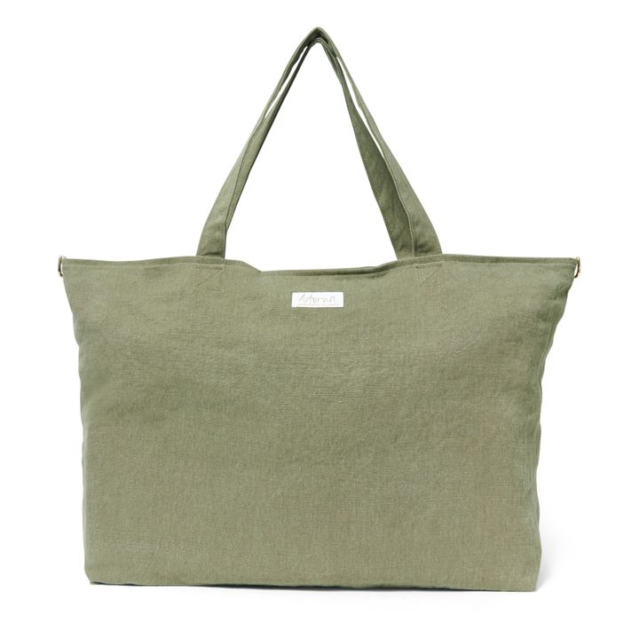 Linen Overnight Bag | Verde militare- Immagine del prodotto n°0