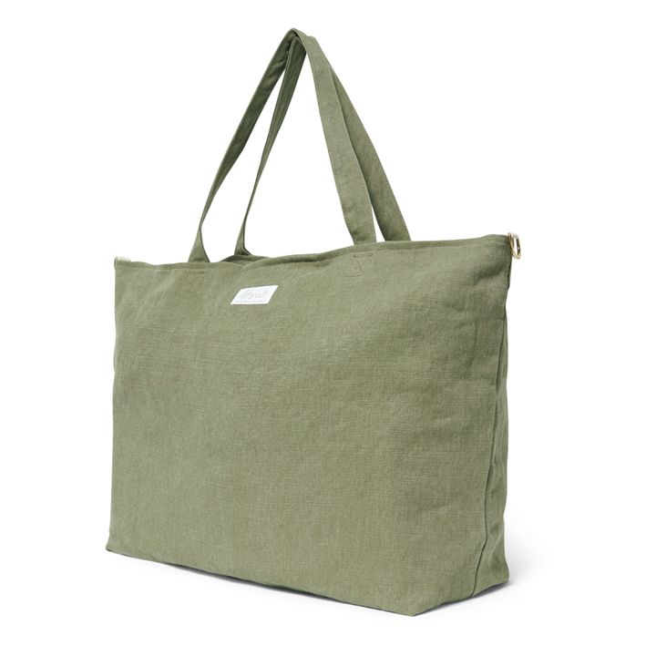 Linen Overnight Bag | Verde militare- Immagine del prodotto n°2
