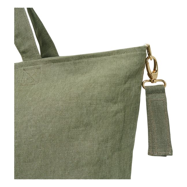 Linen Overnight Bag Verde militare