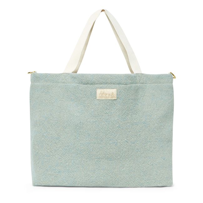 Cabas en laine et lin | Bleu chiné
