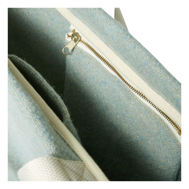 Cabas en laine et lin | Bleu chiné