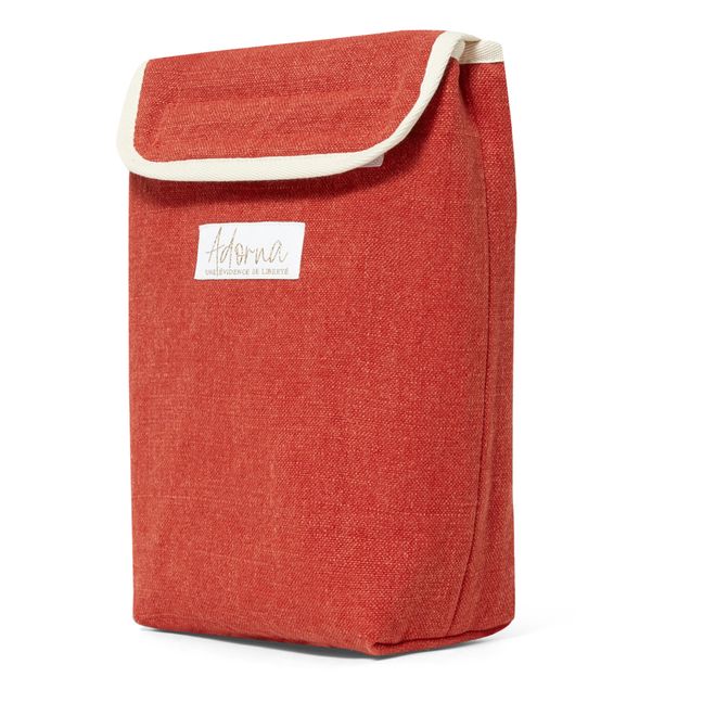 Linen Insulated Lunch Bag Rosso papavero