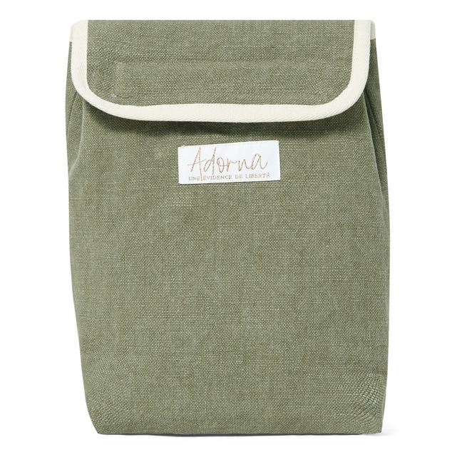 Linen Insulated Lunch Bag Verde Kaki