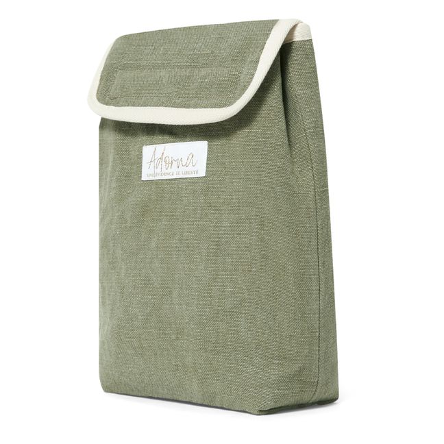 Bolsa de almuerzo isotérmica de lino | Verde Kaki