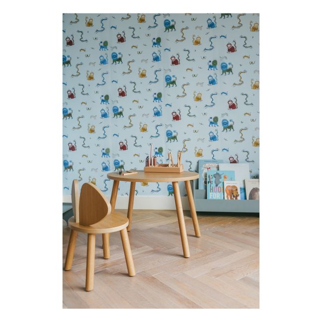 Papier-peint Monkey Fun - Marie Assénat x Nofred | Bleu ciel