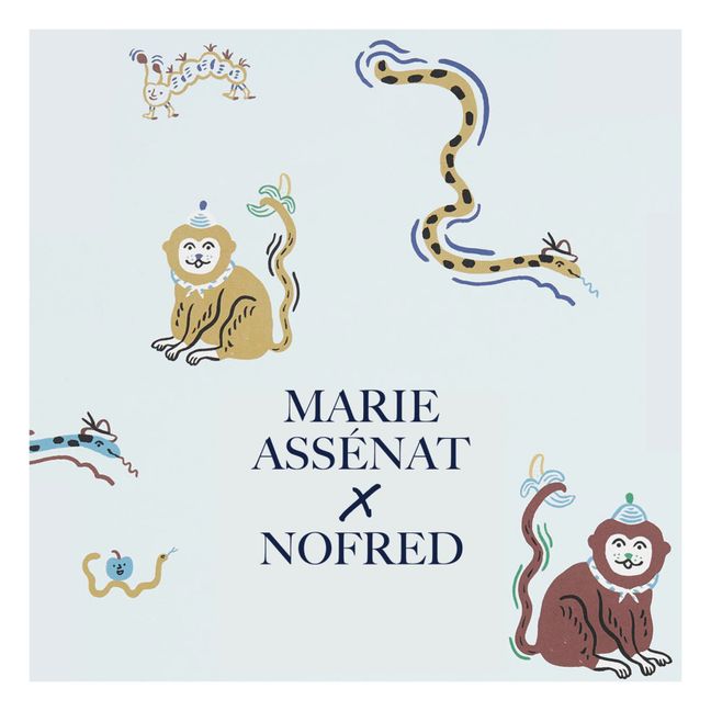 Papel pintado Monkey Fun - Marie Assénat y Nofred Azul Cielo