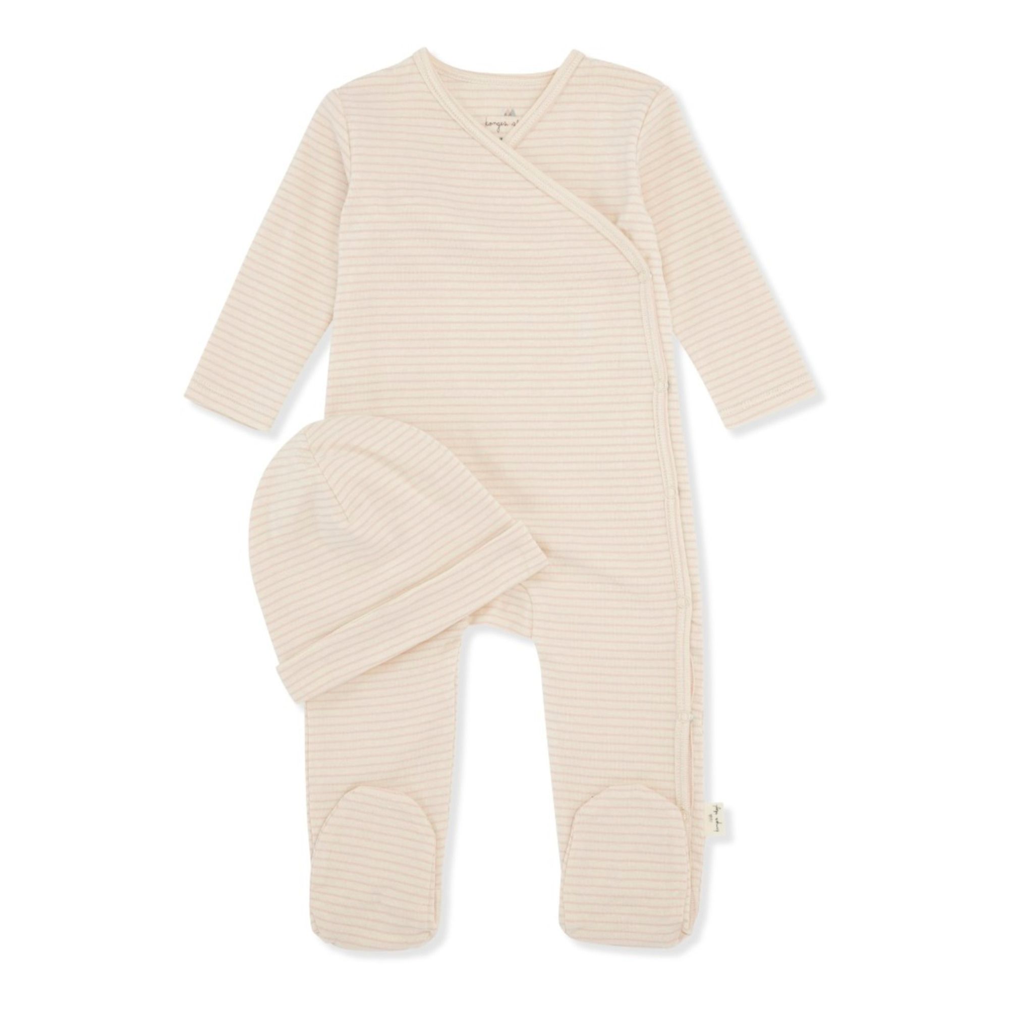 Dio Organic Cotton Pyjama & Bonnet Set Ecru- Product image n°0