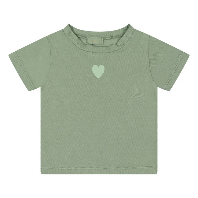 Theo Organic Cotton Heart T-shirt Verde