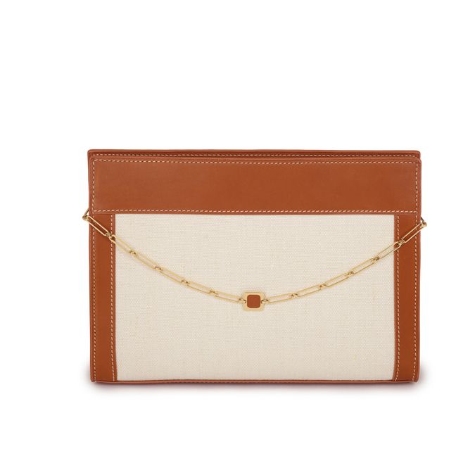 Gourmette Dual-Material Linen Bag | Ecru
