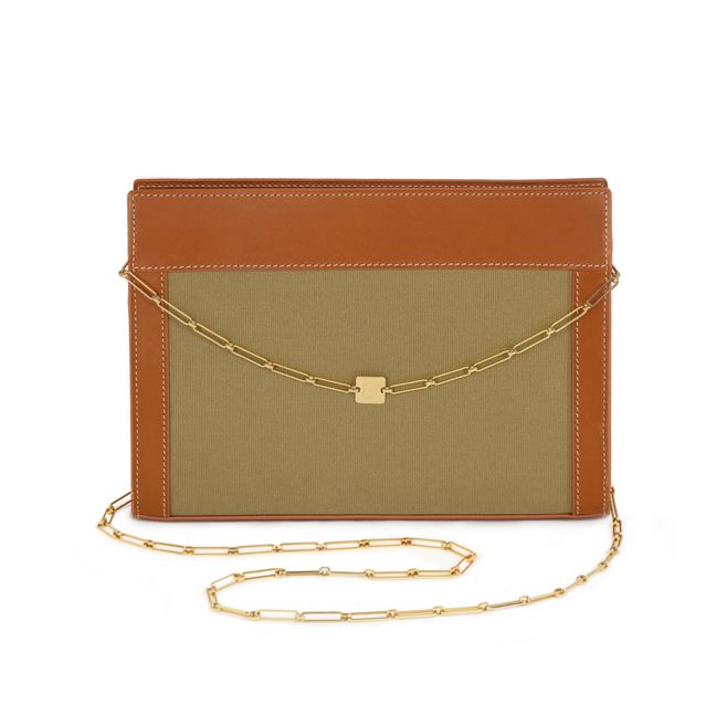 Gourmette Dual-Material Linen Bag | Khaki