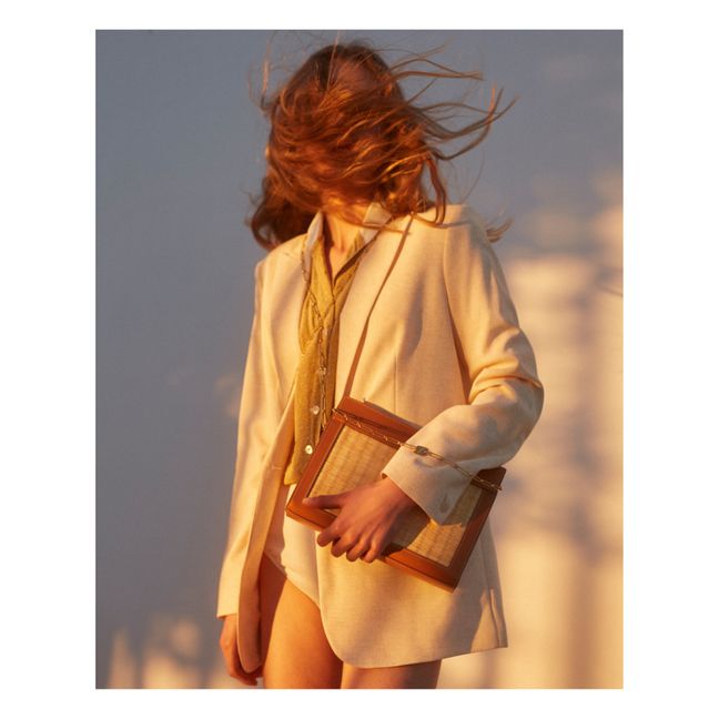 Gourmette Dual-Material Reed Bag | Natural