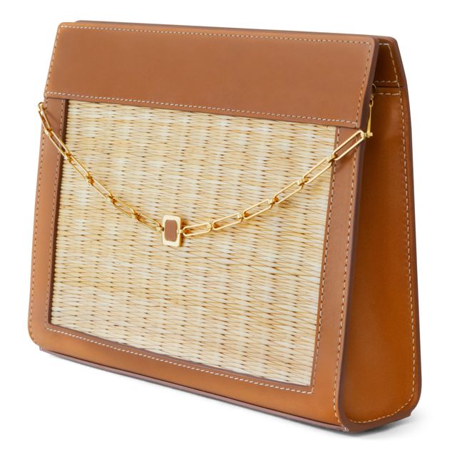Gourmette Dual-Material Reed Bag | Natural
