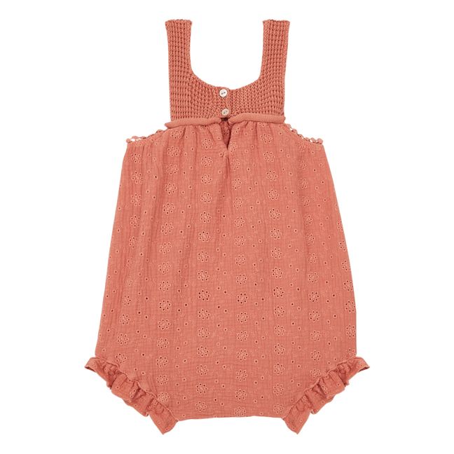 Long Sleeve Organic Cotton Romper - Winter Scenic Red