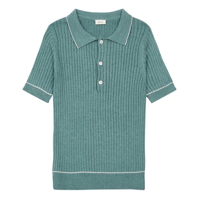 Marco Cotton and Silk Polo Shirt Blue Green
