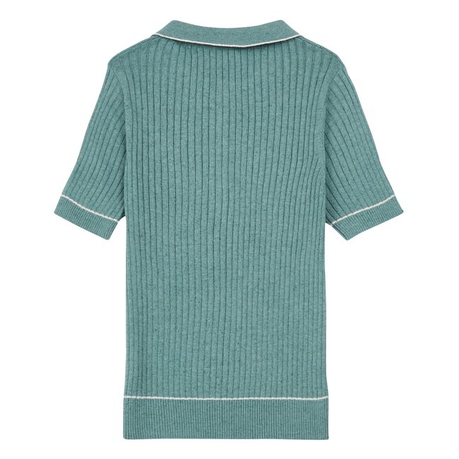 Marco Cotton and Silk Polo Shirt Blue Green
