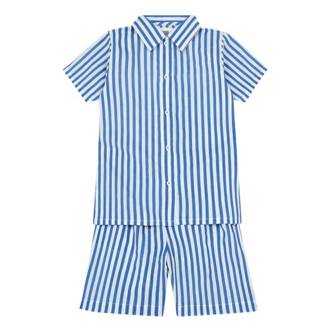 Short Sleeve Shirt and Shorts Pyjama Set Blue
