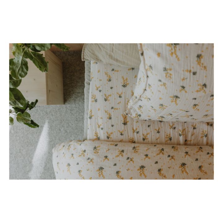 Sábana bajera Mimosa de muselina de algodón | Blanco Roto- Imagen del producto n°3