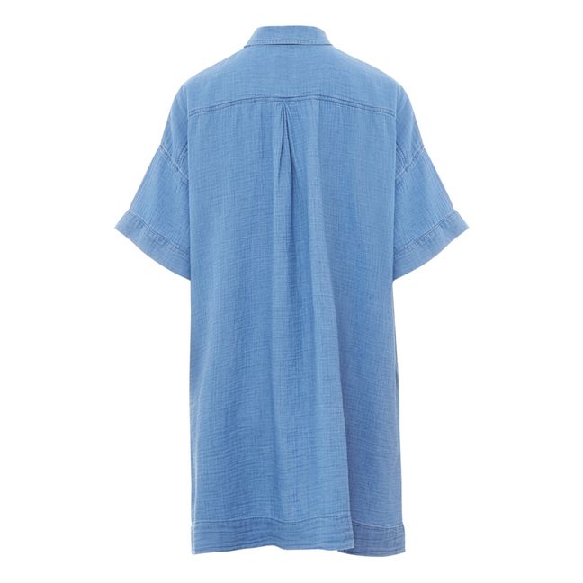 Cleo Cotton Muslin Shirt Dress Azul