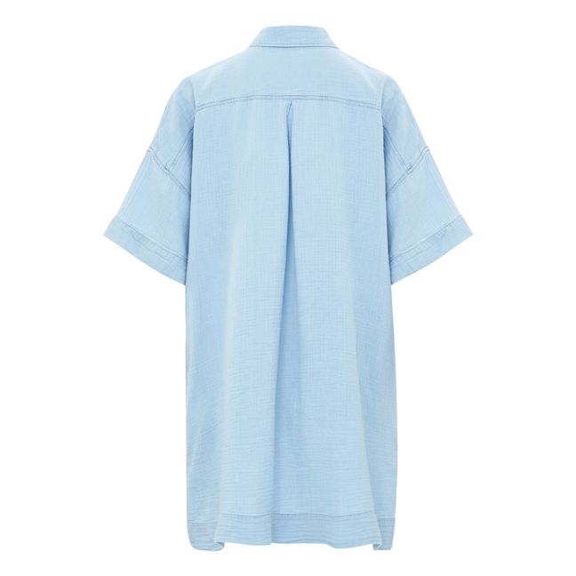 Cleo Cotton Muslin Shirt Dress Azul Cielo