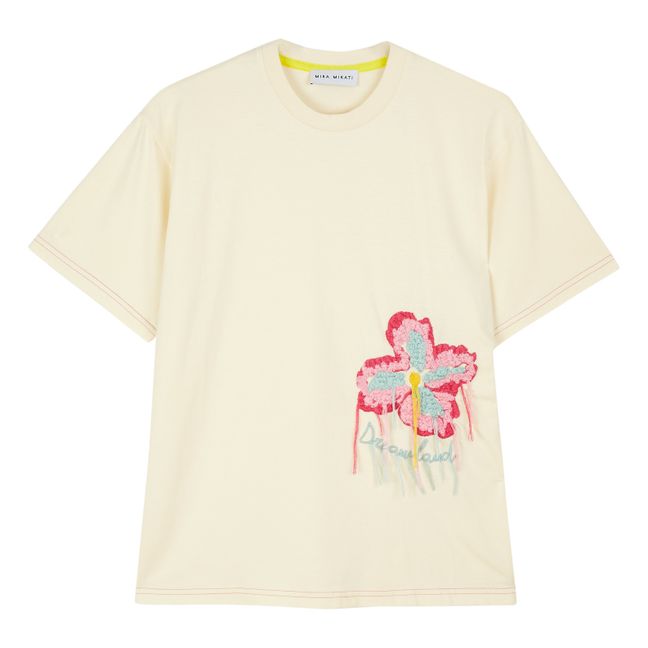 Camiseta Dreamland con bordados de algodón orgánico Crudo
