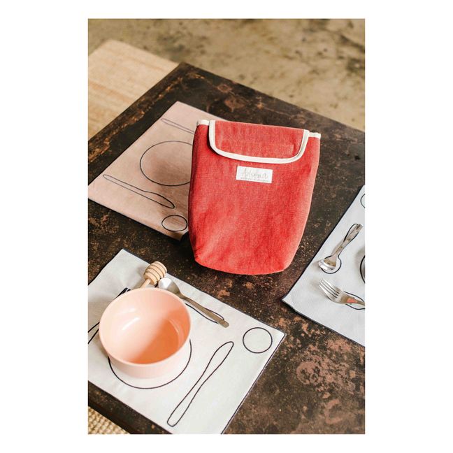 Linen Insulated Lunch Bag | Rosso papavero