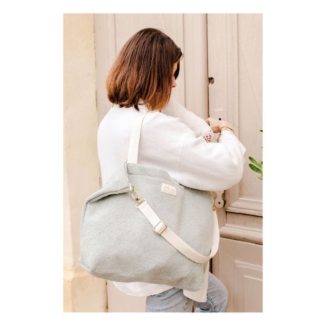 Borsa Cabas, in lana e lino | blu chiné