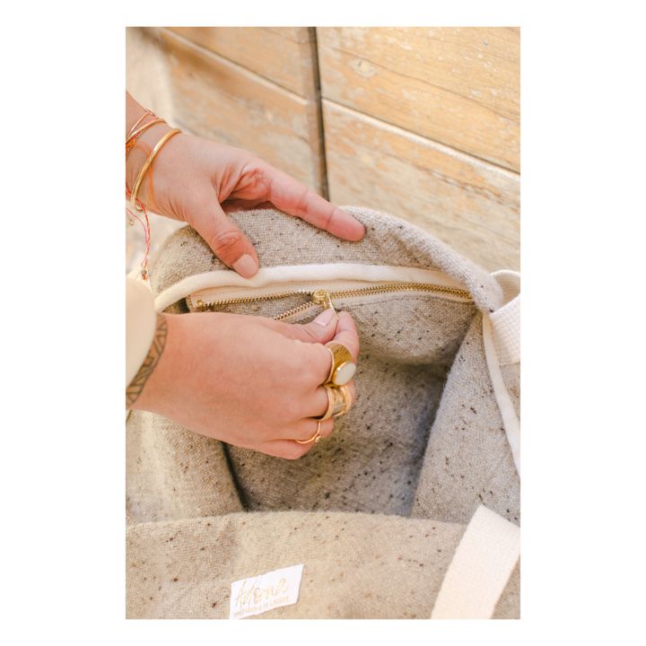 Bolso cabas de lana y lino | Beige chiné- Imagen del producto n°7