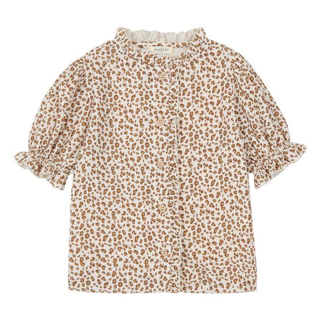 Exklusivität Marlot x Smallable - Bluse Baumwollgaze Leopard Scarlett  Seidenfarben