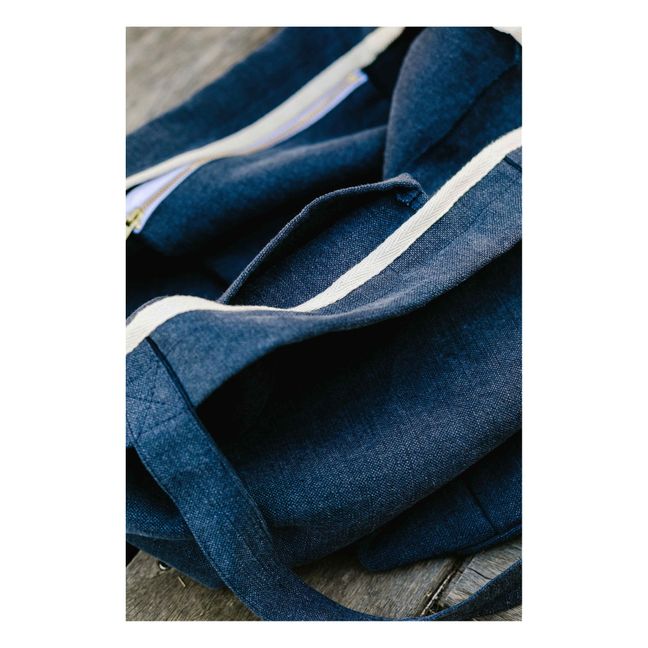 Borsa Cabas, in lino | Blu marino