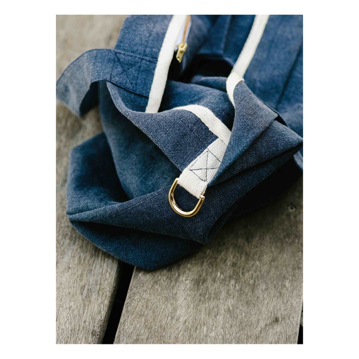 Linen Tote Bag | Navy blue- Product image n°3