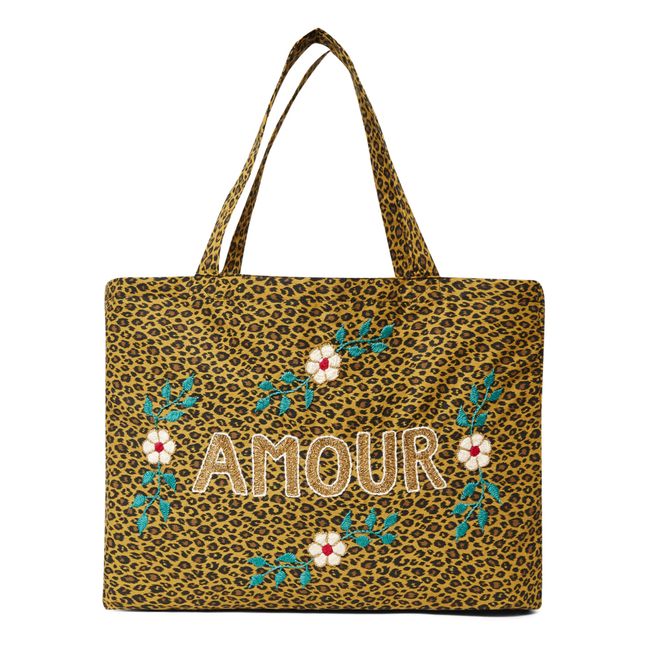 Amour Large Embroidered Tote Bag - CSAO x Smallable | Camel