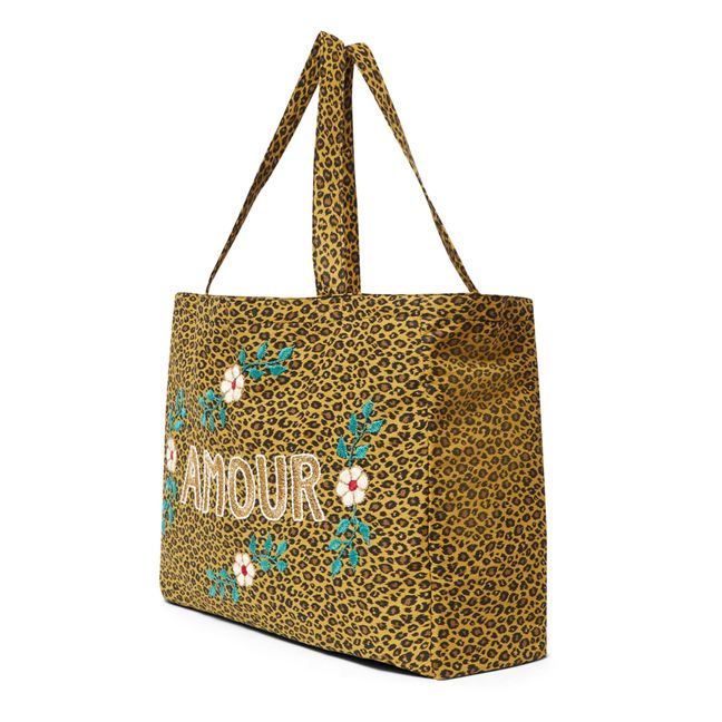 Amour Large Embroidered Tote Bag - CSAO x Smallable | Camel