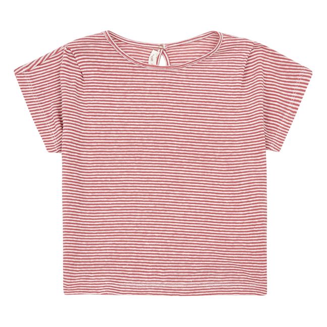 Striped Linen T-shirt Pink