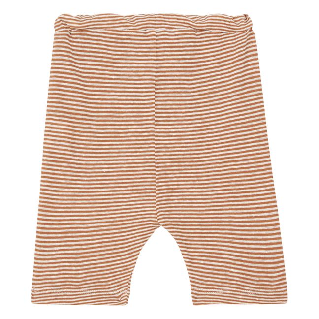 Linen and Cotton Striped Shorts Chocolate