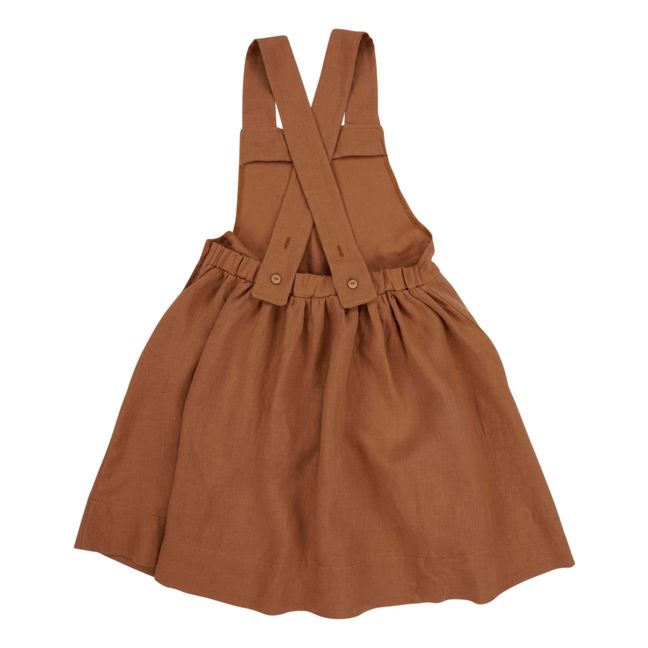 Lupita Organic Linen Apron Dress Rust