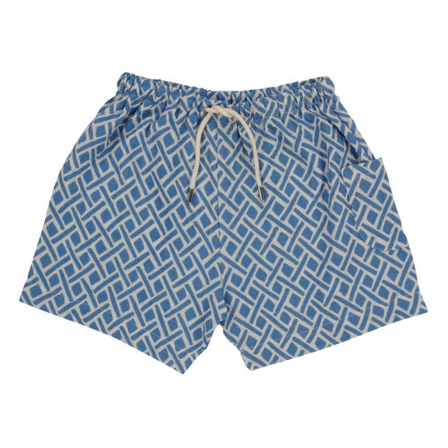 Ellis Organic Cotton Muslin Shorts Blu
