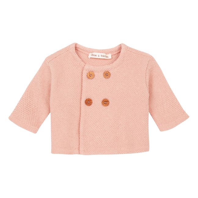 Knit Button-Up Cardigan Pale pink