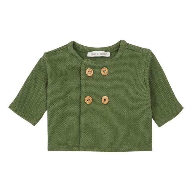 Knit Button-Up Cardigan Green