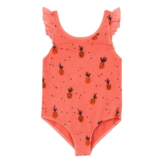 Organic Cotton Pineapple Swimsuit Coral