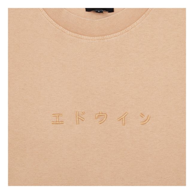 Besticktes T-Shirt Katakana  Beige