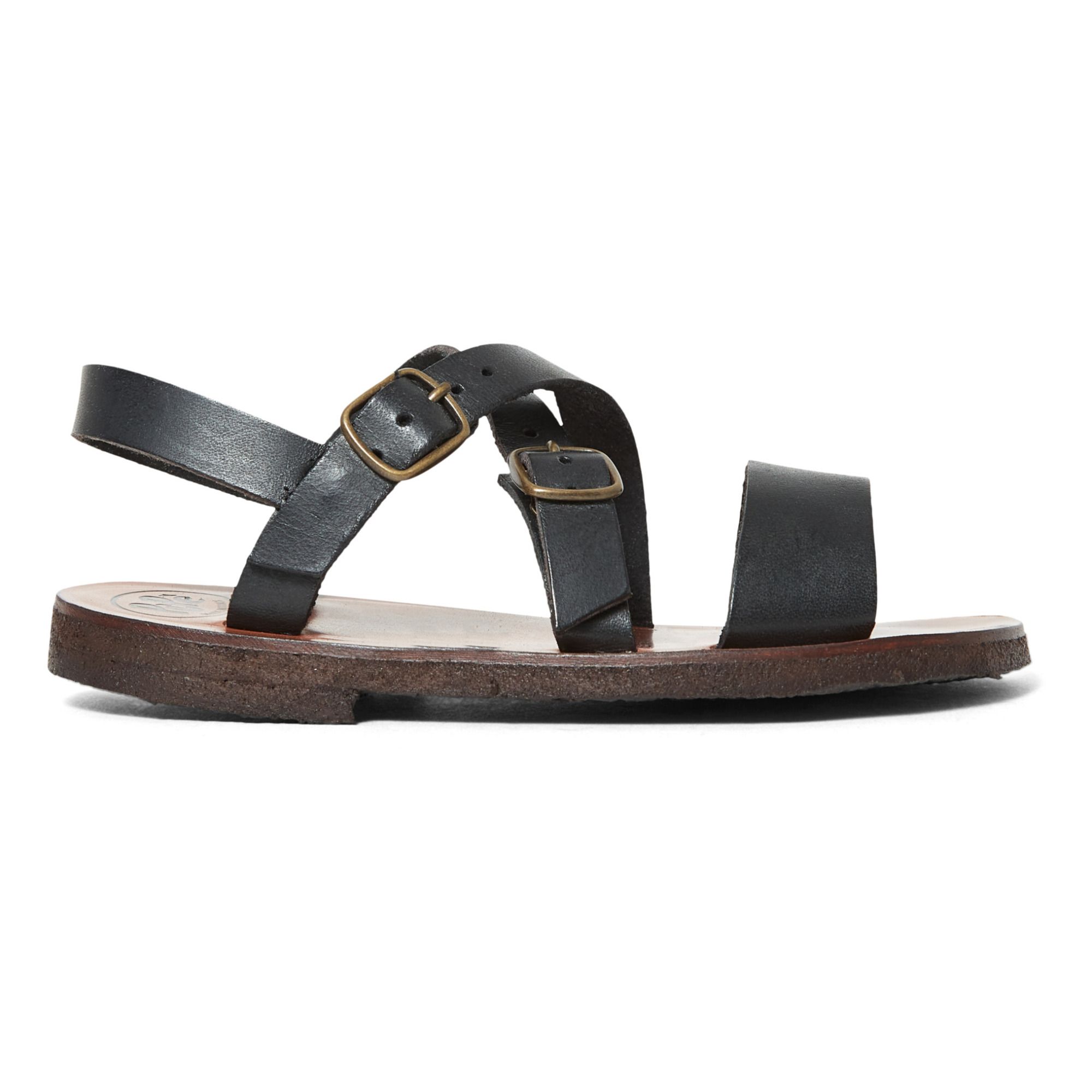 black double buckle sandals